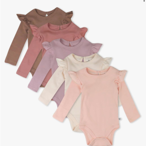 HonestBaby Long Sleeve Bodysuits Multipack Organic Cotton for Infant Baby Girls