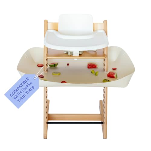 CATCHY -Food Catcher-Compatible with Stokke Tripp Trapp High Chair +11 Other High Chairs-Highchair Sold Separately-Baby & Toddler Food & Mess Catcher-Premium Linen Inspired -Under High Chair Accessory
