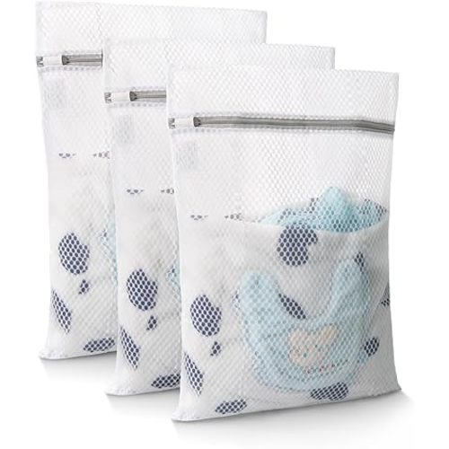 GOGOODA Mesh Laundry Bags for Delicates, 3-Pack Medium Large Honeycomb Mesh Lingerie Bags, Zipper Closure for Bras, Underwear & Baby Clothes