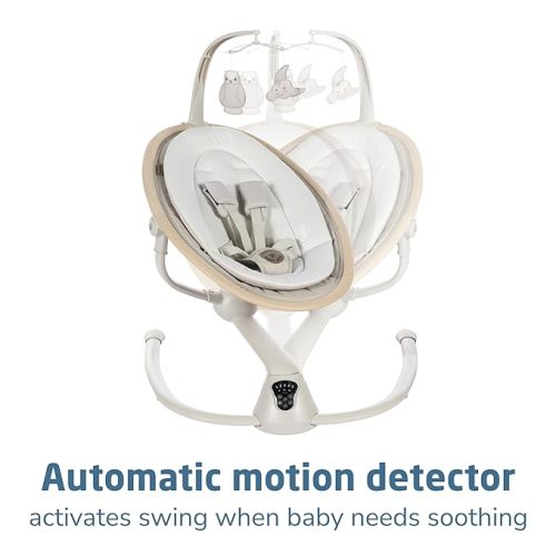 Maxi-Cosi Cassia Baby Swing Classic Oat: Smart Portable Baby Swing with Music, Indoor Baby Swing for Infants, 360 Rotation, Lightweight & Foldable Swing for Baby - Baby Seat