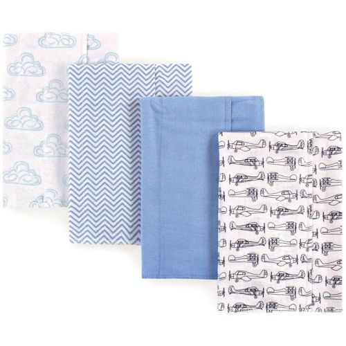 Hudson Baby Infant Boy Cotton Flannel Burp Cloths 4pk, Airplane, One Size