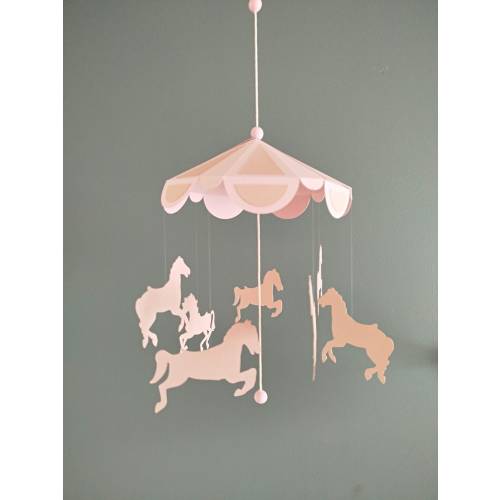 Personalized gift Nursery decor Baby mobile Baby gift Baby shower Horse carousel 24x50cm.