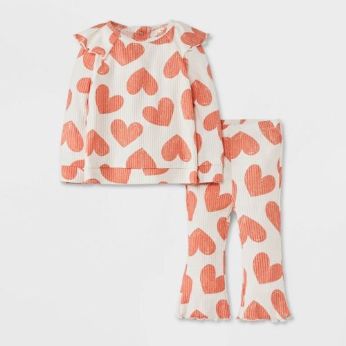 Baby Girls' Top & Bottom Set - Cat & Jack™ Cream Newborn