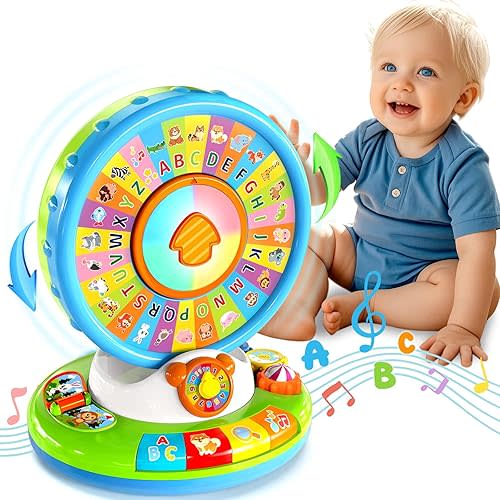 Learning Toy for Kids 1 2 3 Year Old Boys Girls, Spin and Sing Alphabet Zoo with Sounds, Interactive Educational Toys for Toddler 2-3, First Christmas 1st Birthday Gifts Toy