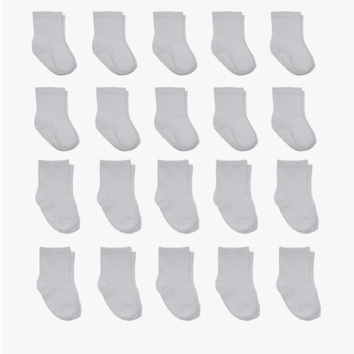 Little Me 20-Pack Newborn Baby Infant & Toddler Unisex Socks, 0-12/12-24 Months, Assorted Size Pack, White