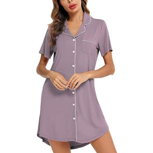 Leikar Maternity Nightgown For Women Nursing Pajamas Long Sleeve Sleepshirt