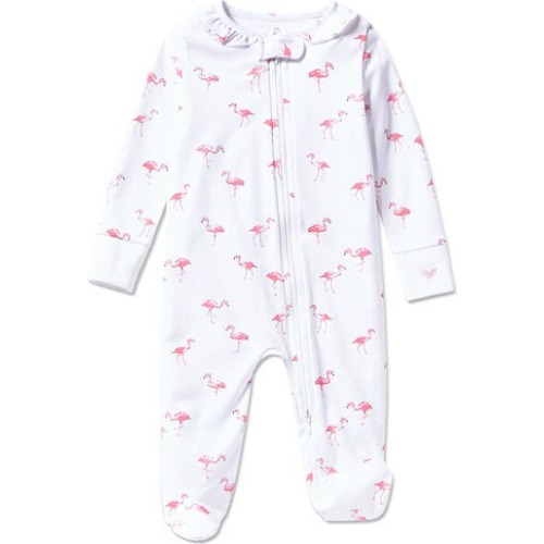 Flamingo Print Pima Cotton Footie, 6-9M