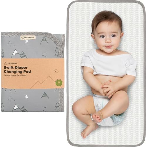 KeaBabies Portable Diaper Changing Pad, Easy Wipe Clean - Foldable Waterproof Baby Changing Mat for Diaper Bag, Compact, Lightweight, Baby Changer Travel Essential, Machine Washable (Woodland)