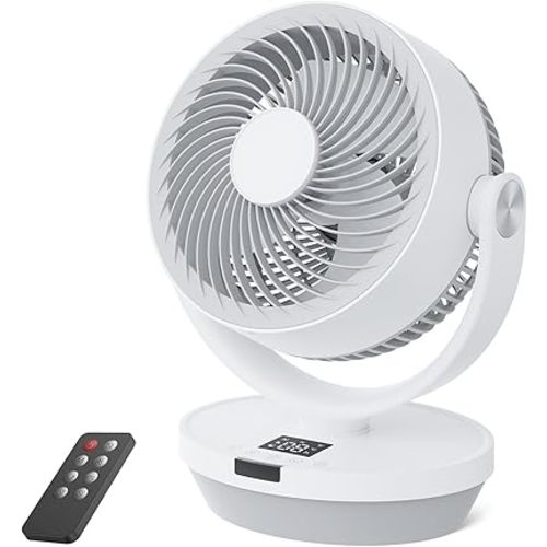 PNTCK Desk fan with Remote Control, 13" Air Circulator Fan, 120°Vertical Manual +90°Oscillating fan, 60ft Powerful Airflow, Table fan with 4 Speeds, 4 Modes, 12H Timer, 25dB Fans for Bedroom, Office