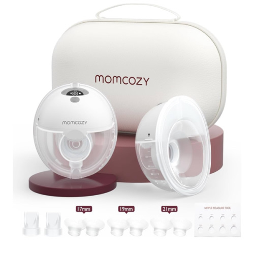 Momcozy M5 Hands-Free Wearable Breast Pump, Double-Sealed Flange for Baby-Like Comfort, 3 Modes & 9 Suction Levels, Portable Electric Pump – 24mm, 2-Pack Quill Gray