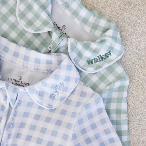 Peter Pan Collar Zipper Footie - BLUE