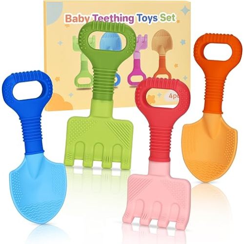 Silicone Baby Teether Toys for Baby Girls & Boys, Teething Relief Chew Toys for Infants, Toddlers, 3+ Months