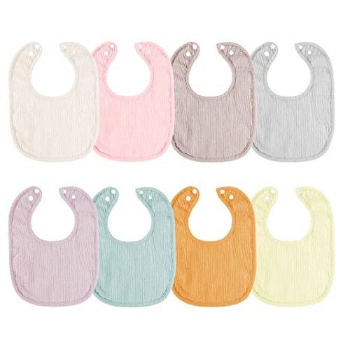 Cherub New Updated Minky Dot Muslin Baby Bibs, 8 Pack Unique Infant Bibs for Newborns and Toddlers. Soft and Absorbent Drool Bibs for Boys and Girls, Perfect for Teething and Drooling (0-36 months) - Multicolored-02