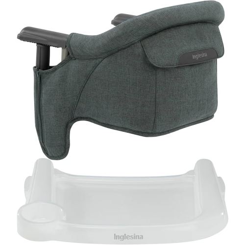 Inglesina Fast Table Chair - Charcoal Gray Melange + Fast Dining Tray - Portable Baby High Chair - for Babies & Toddlers up to 37 lbs - Fits Tables 0.8'' to 3.5'' Thick - Compact - Travel Bag Included