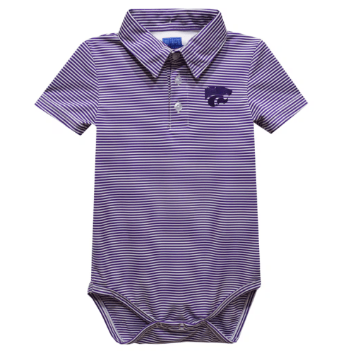 Kansas State Wildcats Vive La Fete Infant Polo Pencil Stripe Bodysuit - Purple