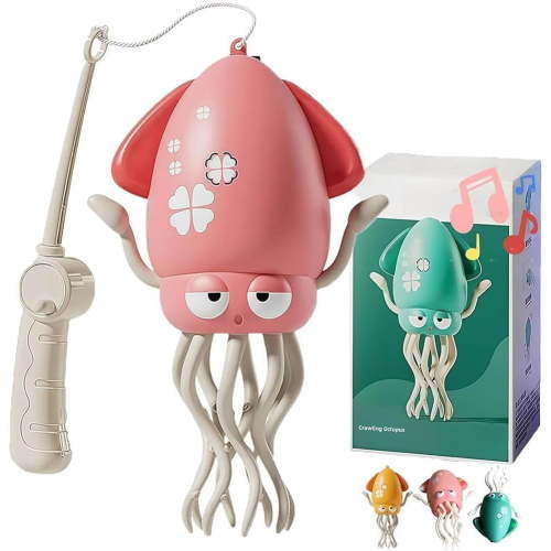 Smart Tentacle Explorer, Electric Dancing Octopus Squid Toy, Wiggly Wonder Octopus Toy with LED Lights and Music, Swing Avoidanceoctopus Obstacle for Indoor Play(Pink)