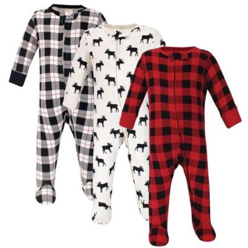 Hudson Baby Infant Boy Cotton Zipper Sleep and Play 3pk, Moose