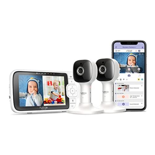 Hubble Connected Nursery Pal Cloud Smart 5” Local and WiFi Baby Monitor with 2 Cameras