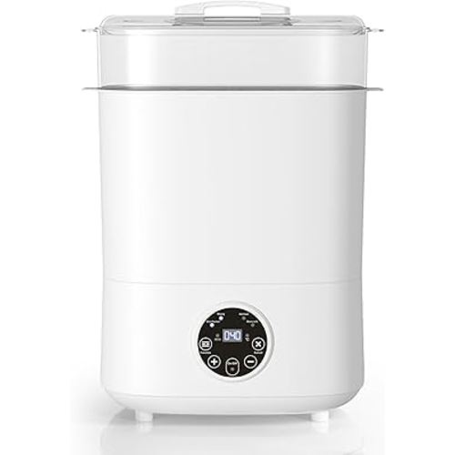Fisca Baby Bottle Sterilizer and Dryer, 5-in-1 Large Capacity Bottle Sanitizer and Dryer, 2 Layers Compact Baby Bottle Electric Steam Sterilizer and Dryer for Baby Bottles, Pacifiers, Pump Parts