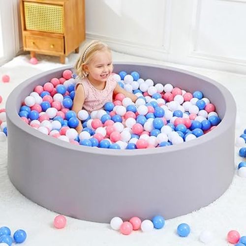 Wilwolfer Foam Baby Ball Pit for Toddlers: 47.2 x 13.8 inch Extra Large Kids Ball Pit, Indoor Outdoor Babies Playpen, Kids Soft Play Toys, Birthday Gift for Girl Boy - Balls Not Included