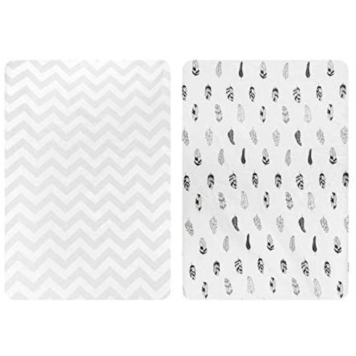 ALVABABY Pack n Play Baby Play Playard Sheets, 2pcs 100% Organic Cotton,Large 27x39x4,Soft and Light，Portable Crib Sheet for Boys and Girls Player Matteress 2PSCZ01