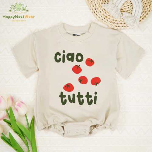 Ciao Tutti Baby Romper, Cute Italian Tomato Baby Bodysuit, Fun Italian-Themed Baby Gift, Fruits Baby Shower Gift, Vegetables Baby Romper