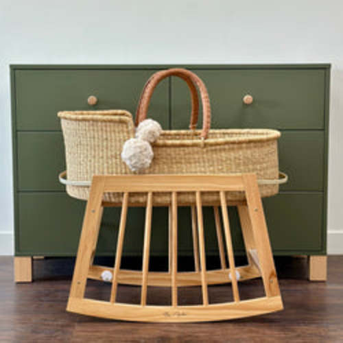 Camel Vegan Leather Handle Moses Basket