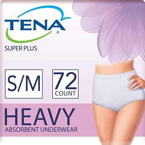 Tena Incontinence Underwear for Women, Super Plus Absorbency - Small/Medium (72 Count)