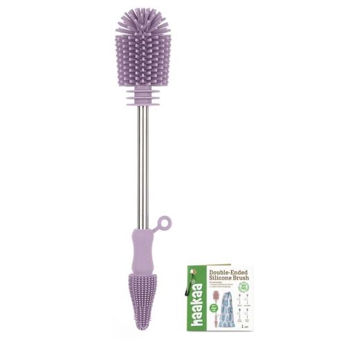 haakaa Cleaning Brush Silicone Bottle Brush Double-Ended Soft Silicone Bristles for Breast Pumps, Breast Milk Collectors, Baby Bottles, Teats, Breastmilk Storage Bags, Detachable - Lavender -1pk