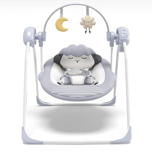 Baby Swings for Infants, Portable Baby Swing with 5-Speed, Compact Baby Swings with Music and Timing, Infant Swing for 0-9 Months 6-20 lbs