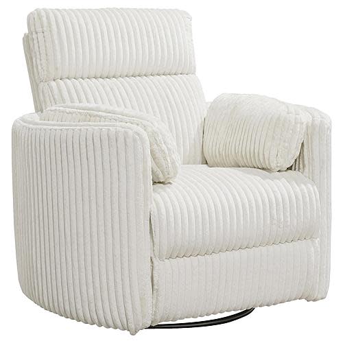 Radius - Mega Ivory Power Swivel Glider Recliner at Futonland