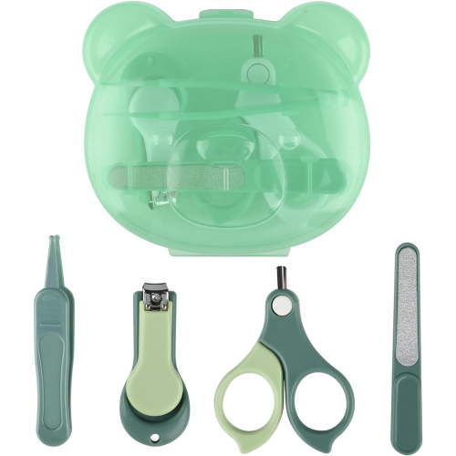 Baby Nail Kit, Baby Manicure Kit and Pedicure kit with Baby Nail Clipper, Scissor, Baby Nail File & Tweezer for Newborn, Infant & Toddler, Perfect for Mothers Day Gifts(Olive green)