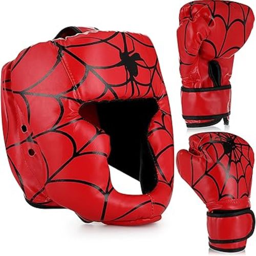 Boxing Headgear and Gloves Set for Kids 6oz Boxing Gloves and Wrestling Headgear Sparring Equipment for Boxing Kickboxing Muay Thai BJJ Karate Training