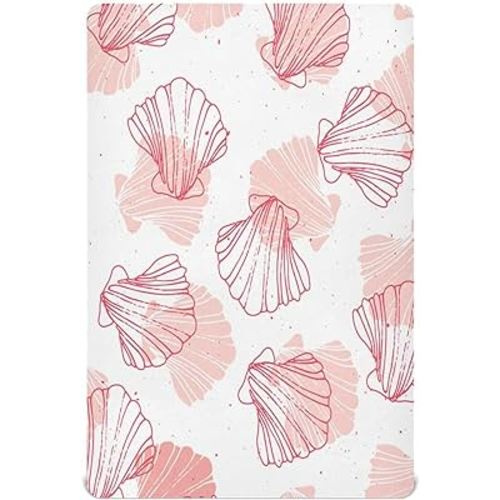Coral Seashell Crib Sheets - Stretchy Fitted Crib Sheets for Boys Girls, Unisex Cozy Baby Crib Sheet 28 x 52 x 9 Inches