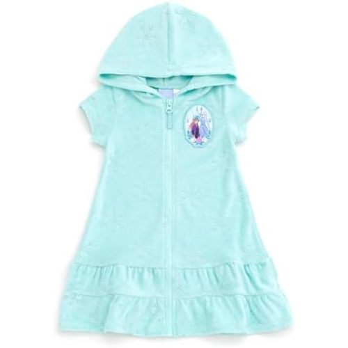 Disney Junior Girls Loop Terry Cloth Hooded Zip Up Swimsuit Cover-Up Toddler to Big Kid Sizes (2T - 14-16)