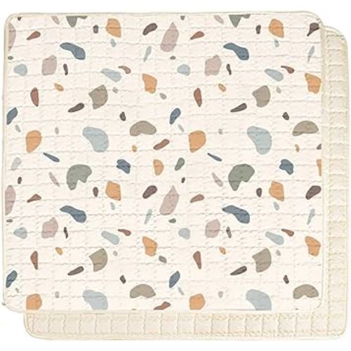 Baby Play Mat, 50x50 Playpen Mat with Super Soft Touch, Activity Mat with Upgraded Anti-Slip Bottom, Machine Washable Crawling Mat for Floor & Picnic (Boho Yellow)