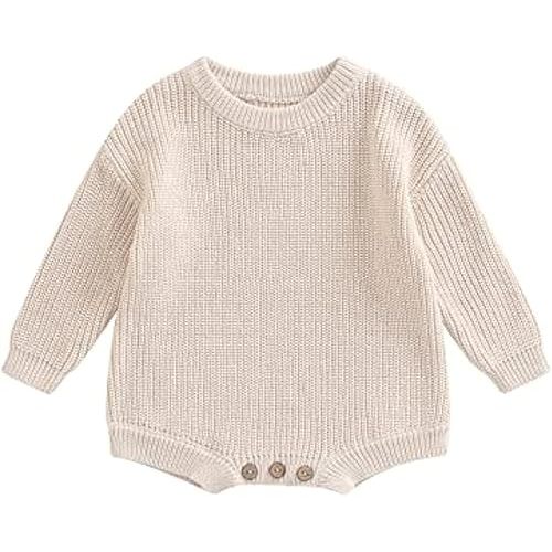 woshilaocai Baby Boy Girl Sweater Oversized Long Sleeve Romper Warm Crewneck Bodysuit Knitted Winter Clothes