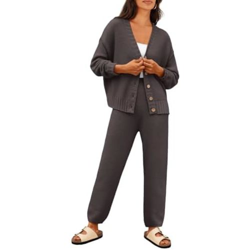 LILLUSORY Womens Cardigan Pants Sets 2 Piece Slouchy Sweater Loungewear