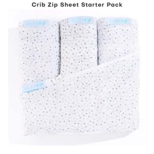 Crib Zip Sheet Starter Pack - Crib 3-Pack / Gray Dot