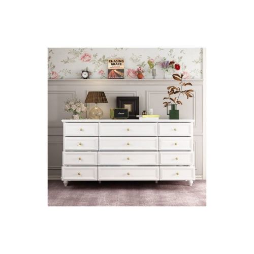 Fufu&gaga White Wood Dresser Bedroom Storage Drawer Organizer Closet 12 Drawer