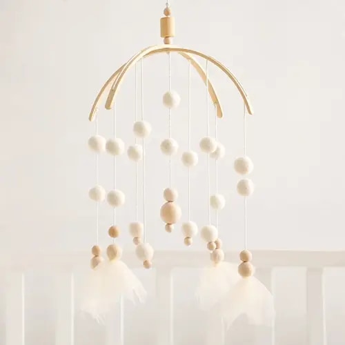 Baby Mobile 100% Felt Ball Bed Bell Mobile Crib Jewelry Creative Pendant Toy Wooden Wind Chime Nursery Decoration