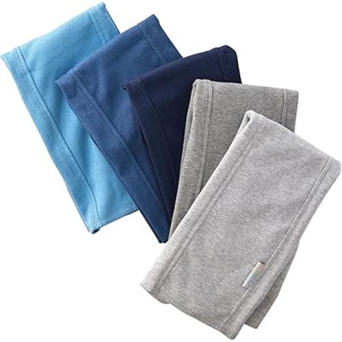 Butterblu Bailey 5-Pack Burp Cloths 100% Organic Cotton Knit for Newborn & Baby Boys & Girls, Blue, One Size