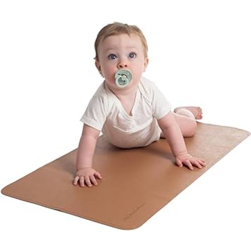 Luxury Vegan Leather Baby Changing Mat - 16"x30" Eco-Friendly, Versatile, Thin & Foldable, Easy-to-Clean Diaper Pad (Blush)
