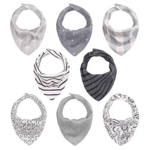 Peanutshell 8-Pack Cotton Bandana Drool Baby Bibs, Infant Neck Cloth, Unisex