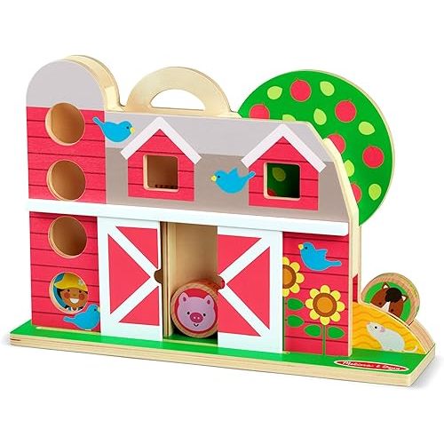 Melissa & Doug GO Tots Wooden Barnyard Tumble with 4 Disks - FSC Certified