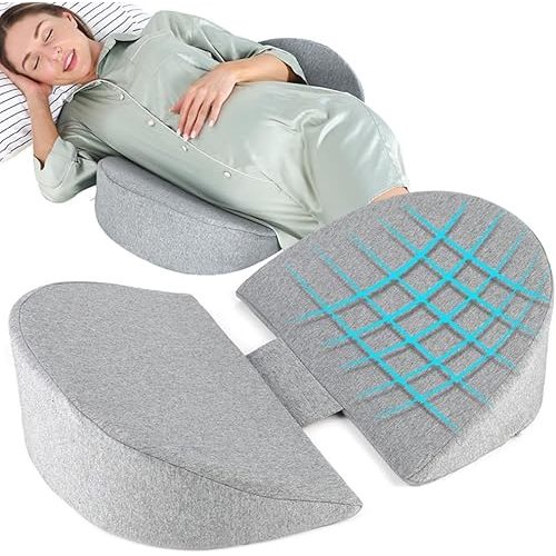 Pregnancy Wedge Pillow for Sleeping, Upgraded Memory Foam Maternity Pillow for Pregnant Women, Pregnancy Body Pillow with Cooling Removable, Washable Cover, Support for Belly,Back, Legs (Grey)