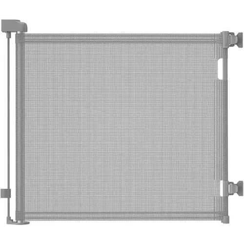 Retractable Baby Gate,Mesh Baby Gate or Mesh Dog Gate,33" Tall,Extends up to 55" Wide,Child Safety Gate for Doorways, Stairs, Hallways, Indoor/Outdoor(Grey,33"x55"