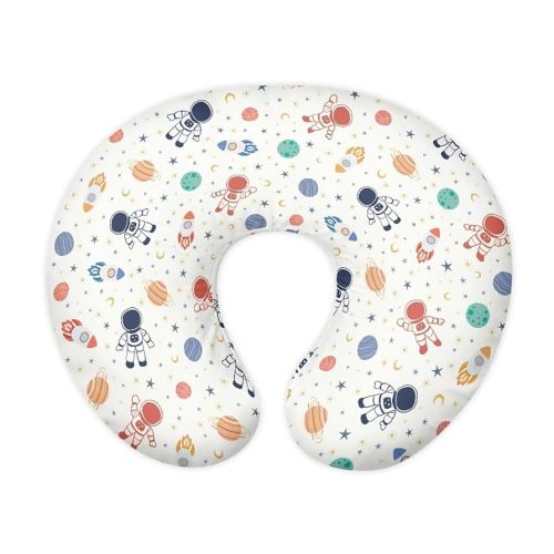 Breastfeeding Pillow Slipcover for Baby with Cartoon Astronaut and Rocket Stretchy Removable Nursing Covers for Breastfeeding Pillows Ultra Soft Newborn Feeding Pillow Cover