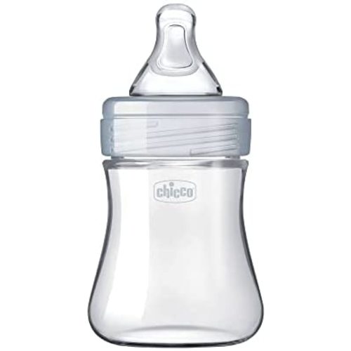 Chicco Duo 5oz. Hybrid Baby Bottle with Invinci-Glass Inside/Plastic Outside in Clear/Grey