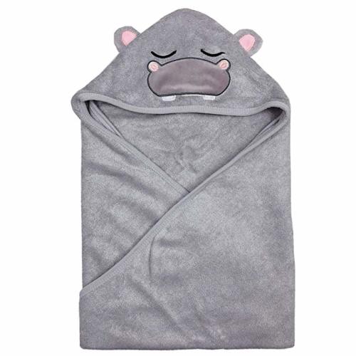 HIPHOP PANDA Bamboo Hooded Baby Towel - Softest Hooded Bath Towel with Bear Ears for Babie, Toddler,Infant - Ultra Absorbent and Hypoallergenic, Natural Baby Towel Perfect (3030'', Hippo) - 30 x 30 Inch